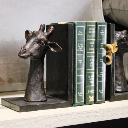 Pair of giraffe head book ends