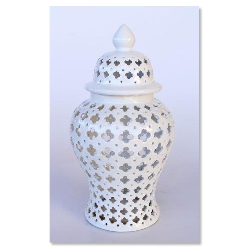Medium White Cut-Out Ginger Jar