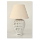 White Ceramic Cut-Out Lamp – Beige Shade