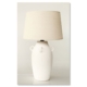 White Urn Ceramic Lamp with Handles – Beige Shade