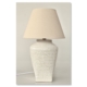 White Ceramic Basket Weave Lamp – Beige Shade