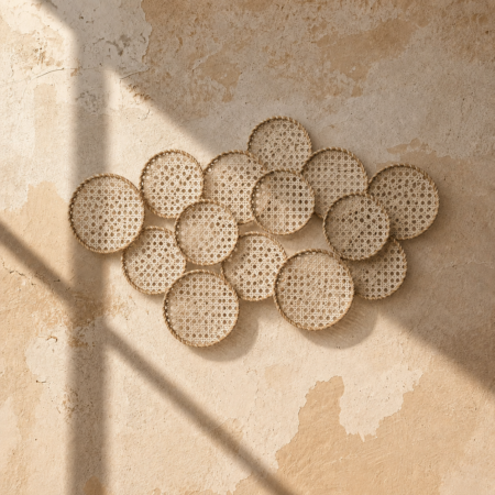 Metal Rattan White & Gold Wall Décor 53x87cm