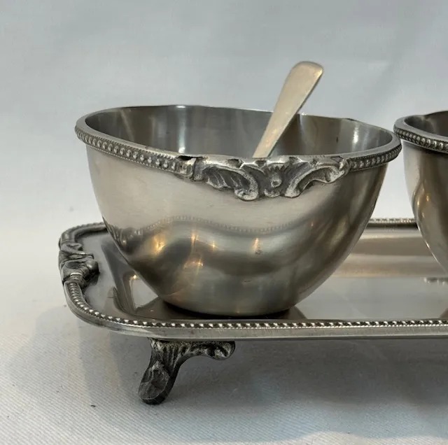 Victorian Salsa Bowls on Tray with Spoons