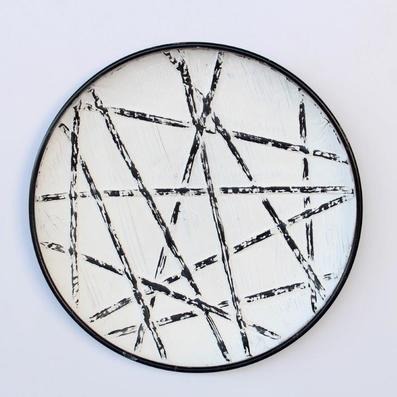 Small Black & White Tin Plate 43cm – Wall Décor