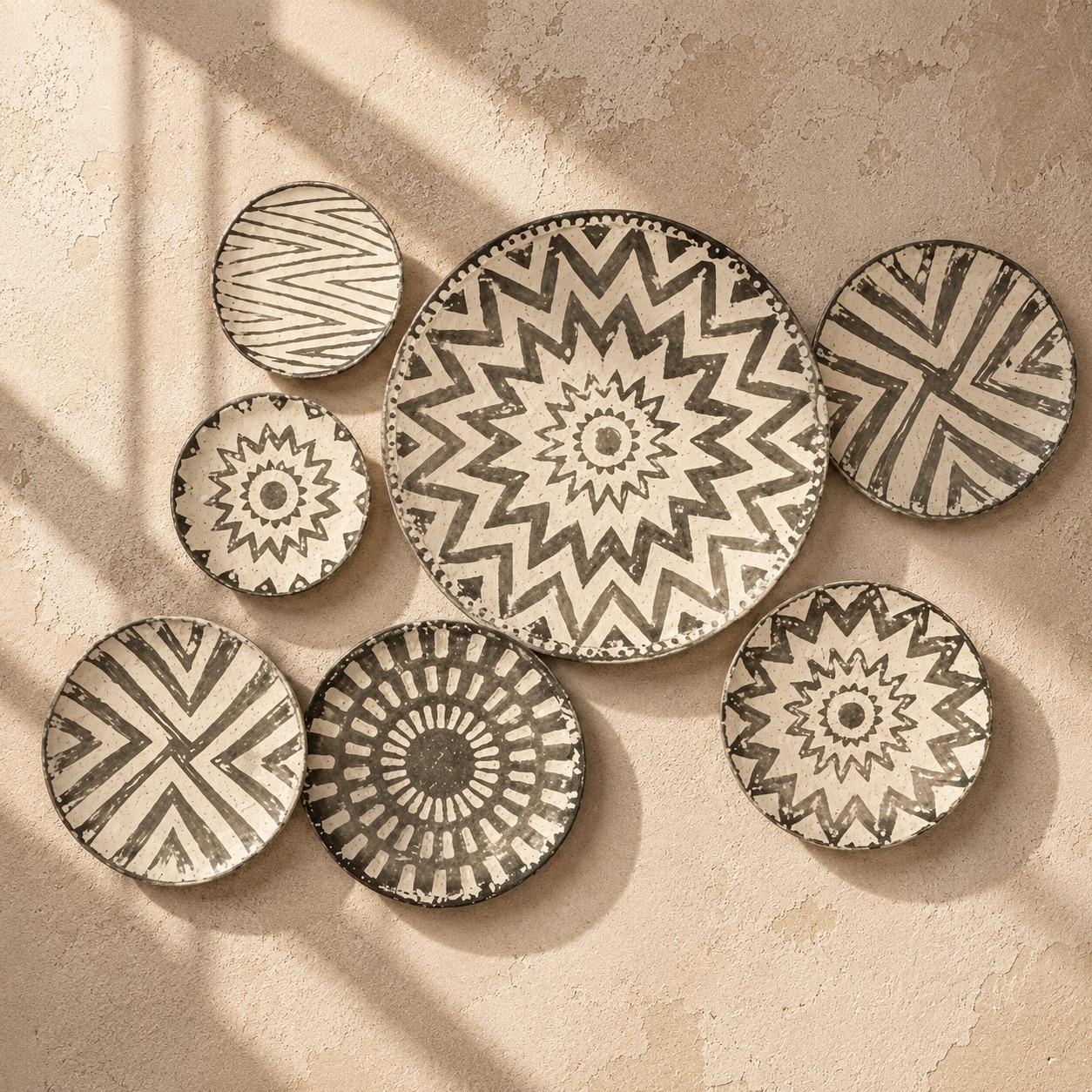 Grey & White Metal Plate Wall Hanging 56x96cm