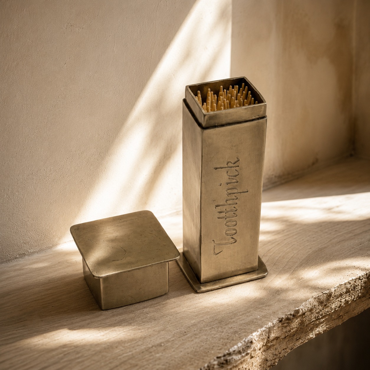 Square Toothpick Holder – Pewter or Brass