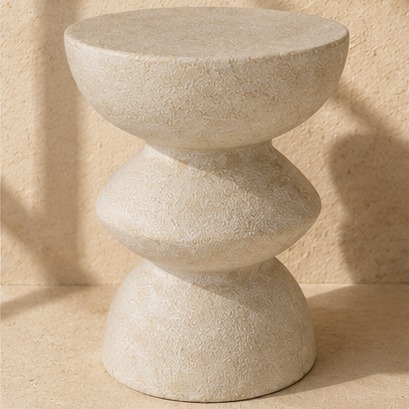 White Cement Look 25" Circle Table 46x40cm