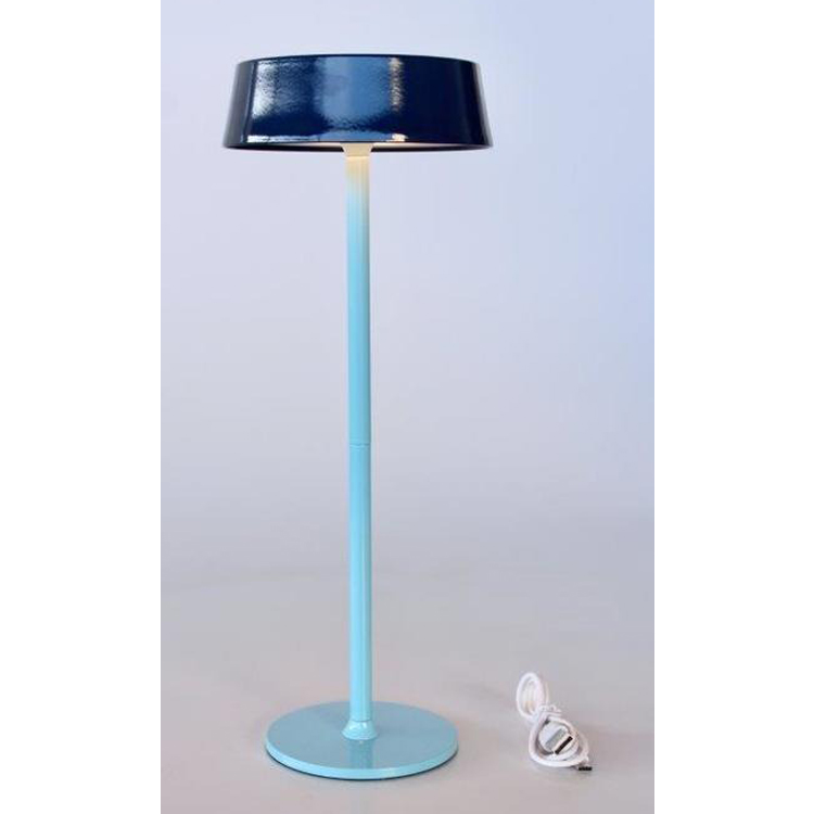LED Lamp with Saucer Shade – Black, White & Blue