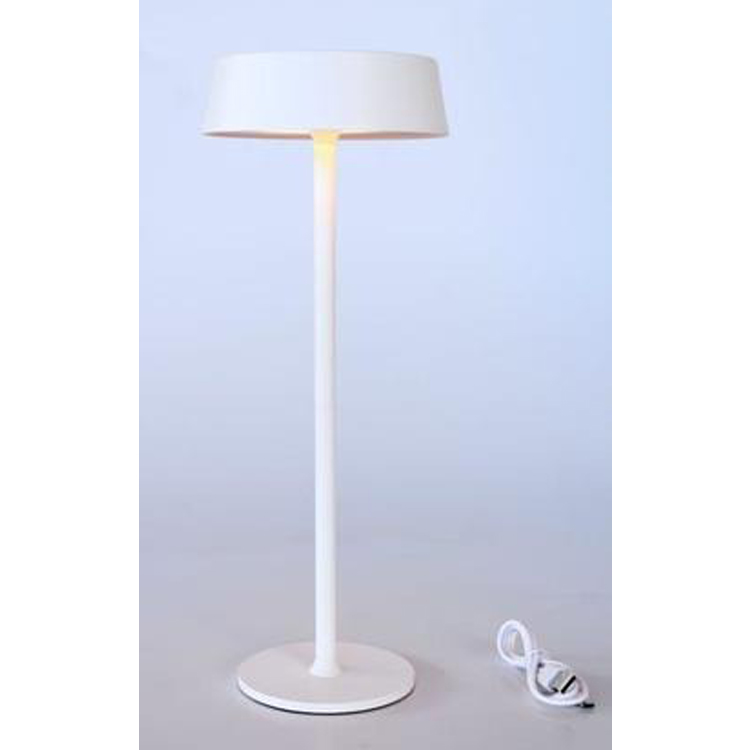 LED Lamp with Saucer Shade – Black, White & Blue