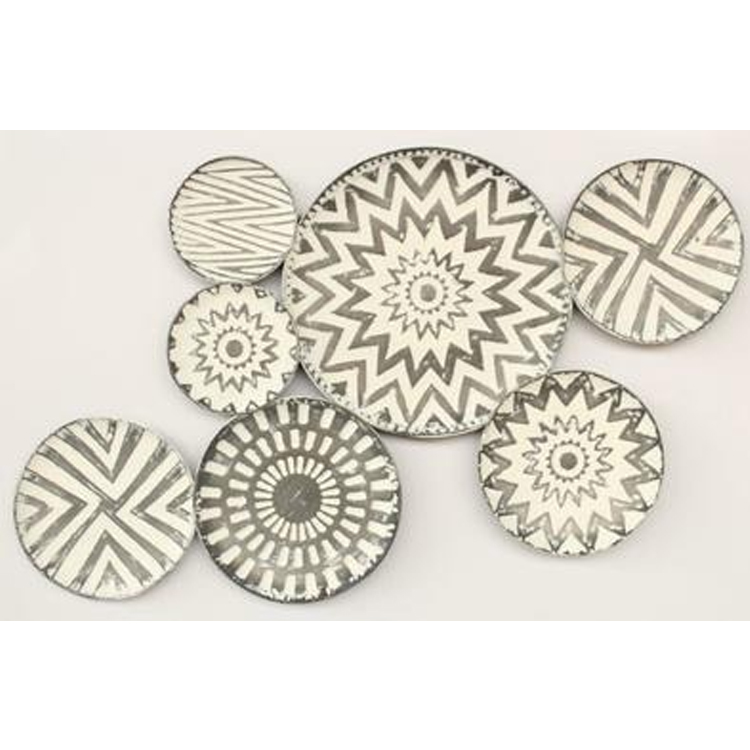 Grey & White Metal Plate Wall Hanging 56x96cm