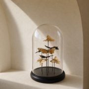 Small Glass Dome with Gold Butterflies 25x16cm