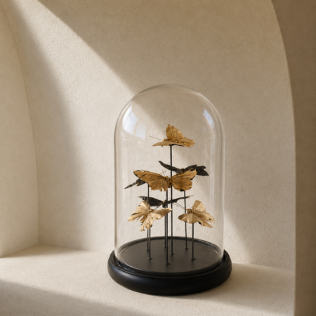 Small Glass Dome with Gold Butterflies 25x16cm
