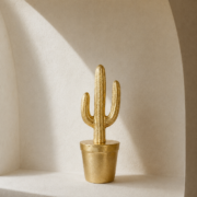 Gold Cactus Statue Pot with Lid 31x11cm