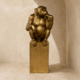 Gold Monkey Statue on Pedestal Base 39x14x13cm