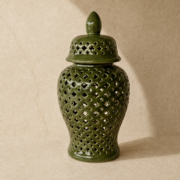 Extra Large Green Cutout Ginger Jar 64x31cm