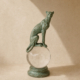 Green Leopard Statue on Crystal Ball 28x12.5cm