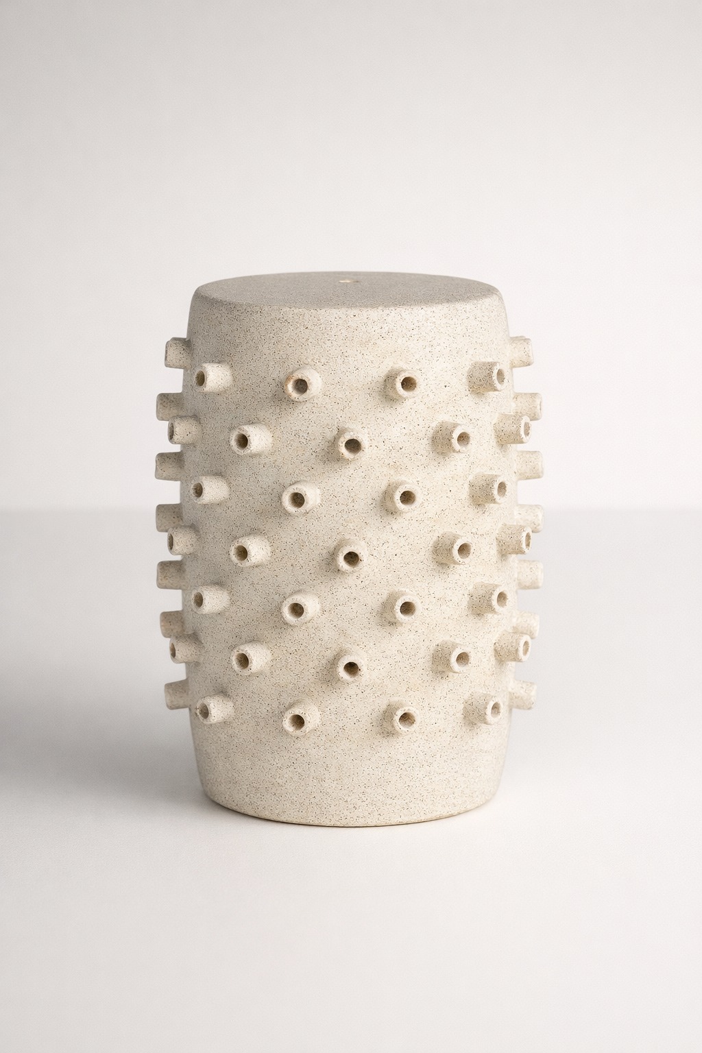 Off White Speckled Textured Garden Stool