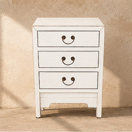 White 3-Drawer Bedside Table | 71x50x35cm