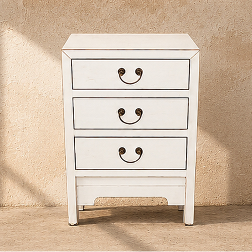 White 3-Drawer Bedside Table | 71x50x35cm