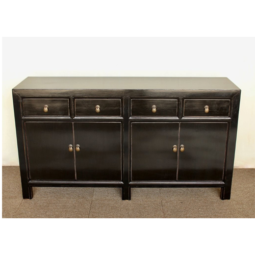Black 4-Door 4-Drawer Buffet Cupboard