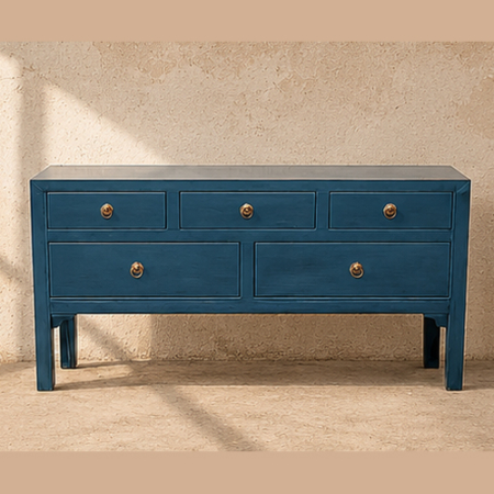 Navy Blue 5-Drawer Buffet – 82 x 114 x 41cm