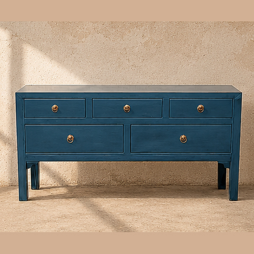 Navy Blue 5-Drawer Buffet – 82 x 114 x 41cm