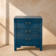 Blue 3-Drawer Bedside Table