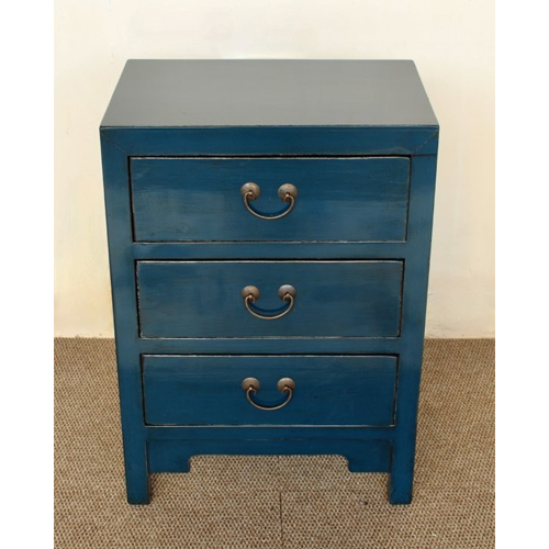 Blue 3-Drawer Bedside Table