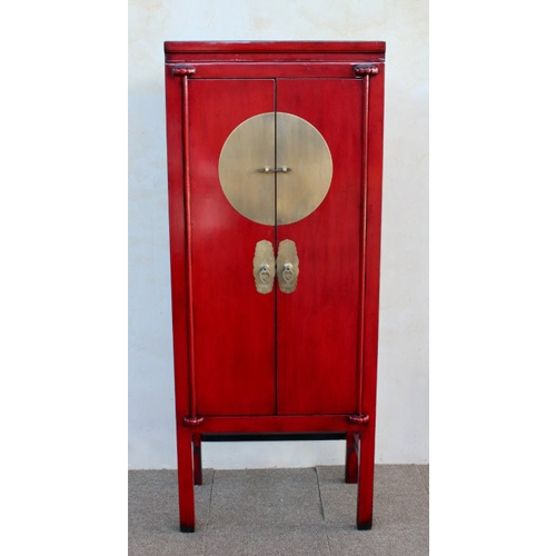 Red Lacquer 2-Door Wedding Cabinet – 195 x 80 x 40cm