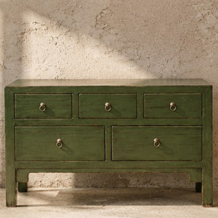 Green 5-Drawer Buffet Sideboard 82x114x41cm