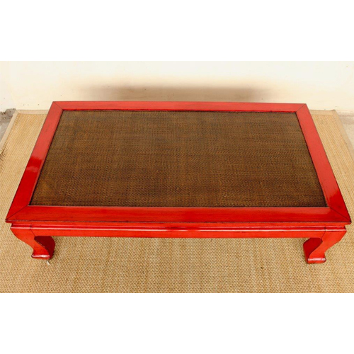 Red Lacquer Coffee Table | Cane Top