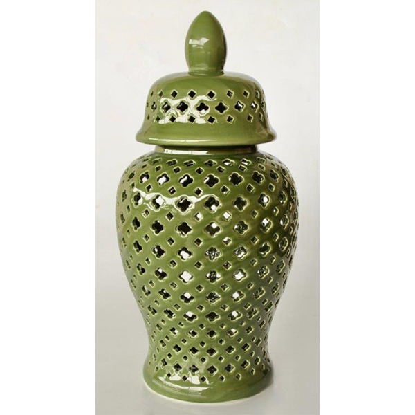 Extra Large Green Cutout Ginger Jar 64x31cm