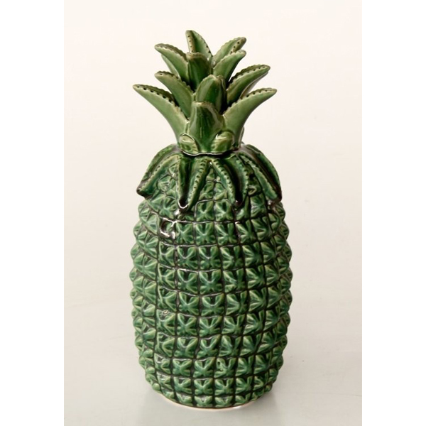 Large Green Ceramic Pineapple Jar 31x13cm